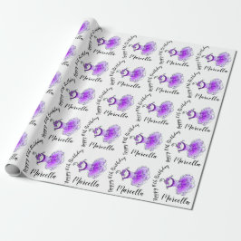 Papel De Regalo chicas de arte vestidos de fiesta morado cumplen 1