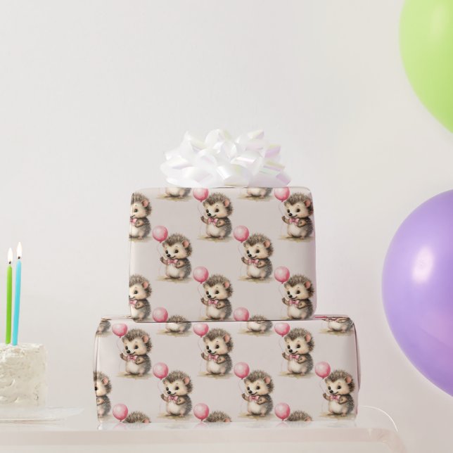 Papel De Regalo Chicas de Cute Hedgehog Cumpleaños (Regalos de fiesta)