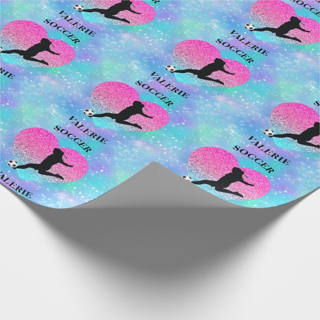 Papel De Regalo Chicas de Fútbol Corazón Espíritu de Invierno  (Esquina)