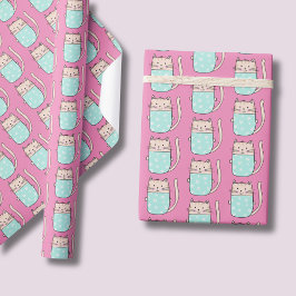 Papel De Regalo Chicas de gatos curtidos rosados