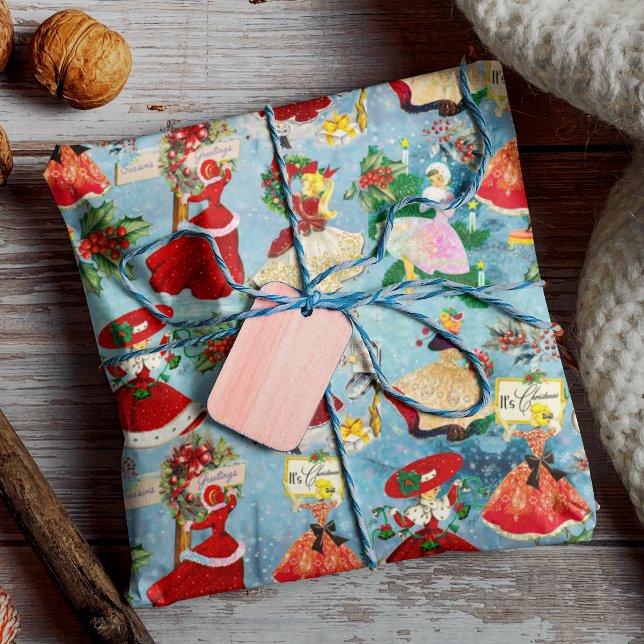 Papel De Regalo Chicas de Navidad de época (Subido por el creador)