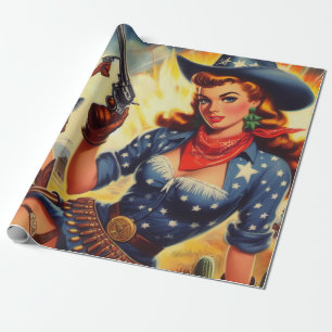 Papel De Regalo Chicas de países occidentales retro