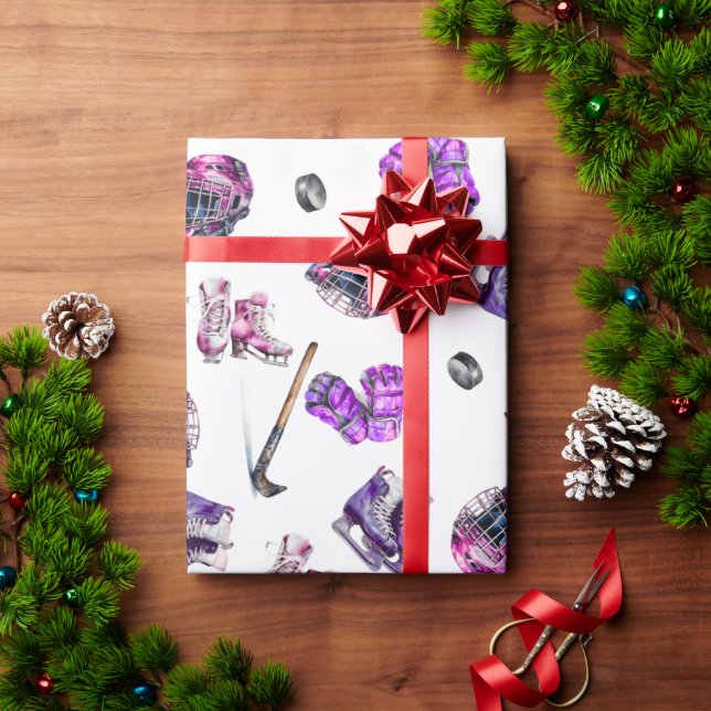 Papel De Regalo Chicas de patinaje sobre hielo de hockey sobre hie (Regalo de vacaciones)