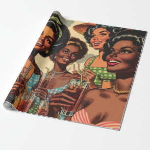 Papel De Regalo Chicas de Retro Cocktail Fiesta