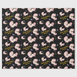 Papel De Regalo Chicas de Unicornio rosado personalizado Cumpleaño