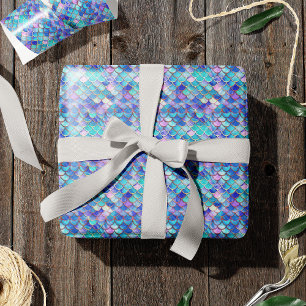 Papel De Regalo Chicas del patrón de escalas de la sirena cutánea 