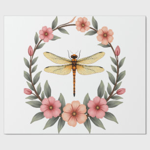 Papel De Regalo Chicas Estéticas de Cottagecore Floral Libélula Li