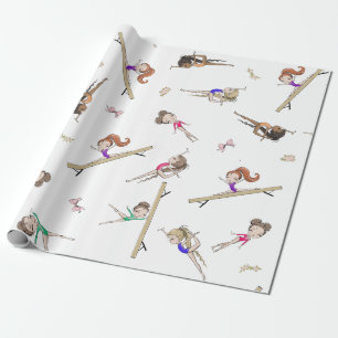Papel De Regalo Chicas Gimnasia Pink Purple Rainbow Pattern
