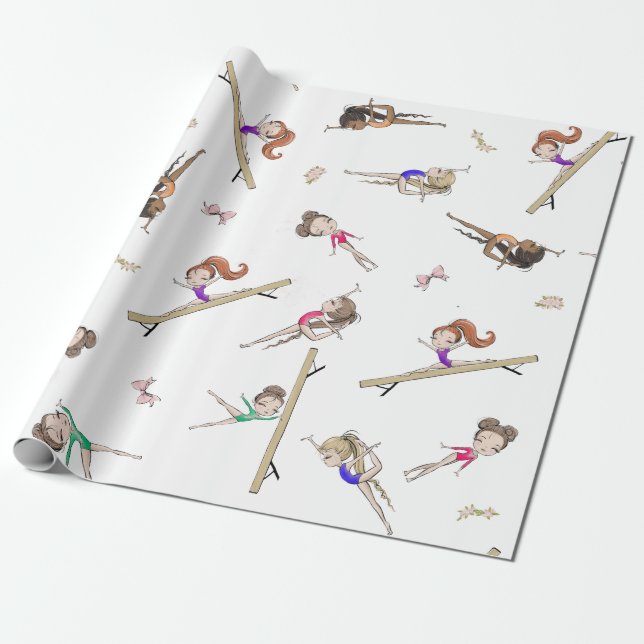Papel De Regalo Chicas Gimnasia Pink Purple Rainbow Pattern (Desenrollado)