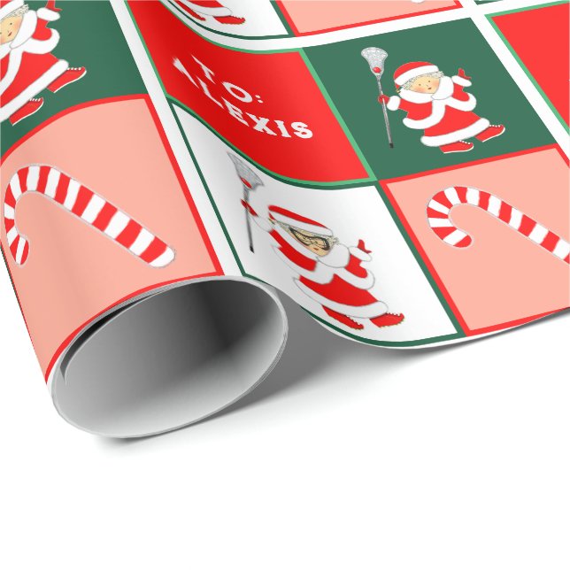 Papel De Regalo Chicas Lacrosse Holiday Gift (Esquina del rollo)