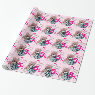 Papel De Regalo Chicas nombre edad 5 juguetes blandos envoltura co