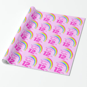Papel De Regalo Chicas nombre edad cumpleaños arcoiris ajuste de p