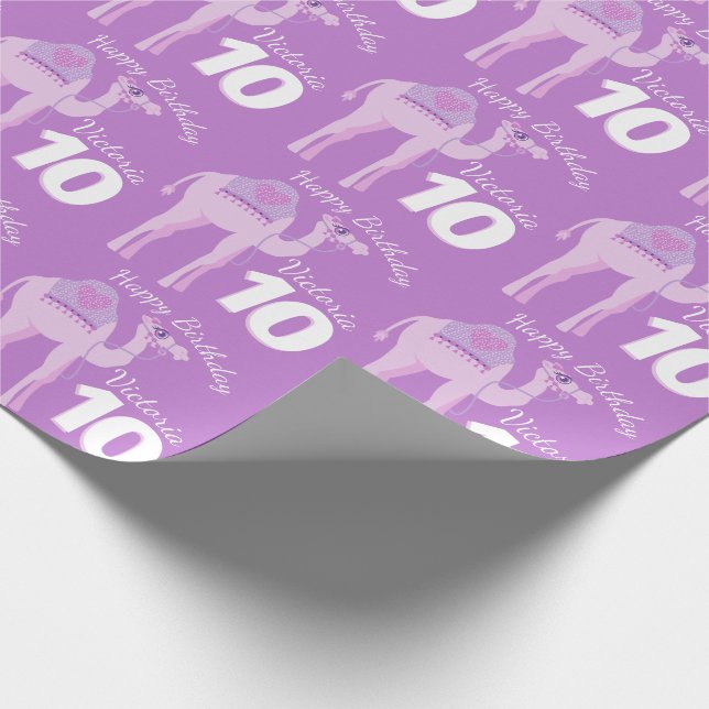 Papel De Regalo Chicas nombre edad whimsy camel cumpleaños ajuste (Esquina)