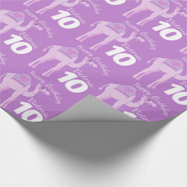 Papel De Regalo Chicas nombre edad whimsy camel cumpleaños ajuste (Esquina)