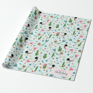 Papel De Regalo Chicas rosados mágicos bajo el mar Cumpleaños