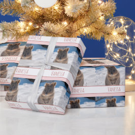 Papel De Regalo Chicas rosados personalizan Quokka en la playa