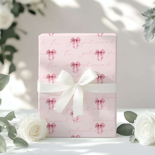 Papel De Regalo Chicas sólo quieren ser un cumpleaños de Bow Rosad (Subido por el creador)