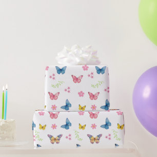 Papel De Regalo Chicas Trama de mariposas rosadas niños Cumpleaños