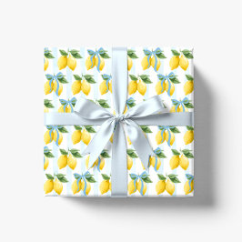 Papel De Regalo Chicas Whimsical Blue Bow Lemon Amalfi Cumpleaños