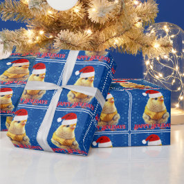 Papel De Regalo Chick amarillo lindo en Santa Hat