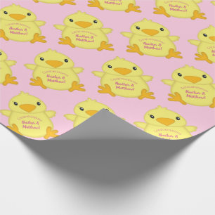 Papel De Regalo Chick Baby Shower Pink