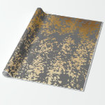 Papel De Regalo chick elegante imitación de oro y brochas grises<br><div class="desc">El diseño es moderno y elegante,  con toques de color oro y gris.</div>