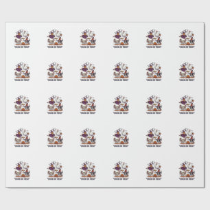 Papel De Regalo Chick Or Treat Haloween Pollitos Bruja Fantasma Ca