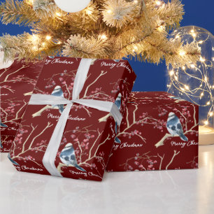 Papel De Regalo Chickadee En Navidades Berries