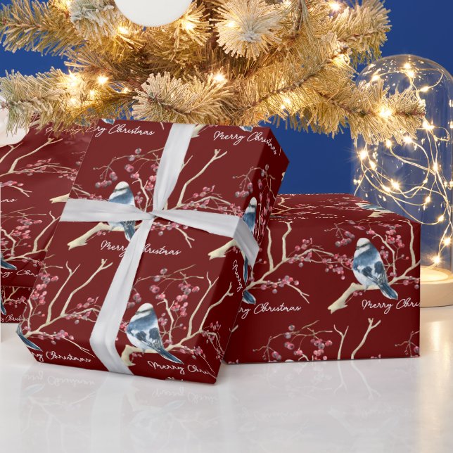 Papel De Regalo Chickadee En Navidades Berries (Vacaciones)