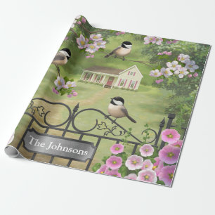 Papel De Regalo Chickadees flaman granja victoriana