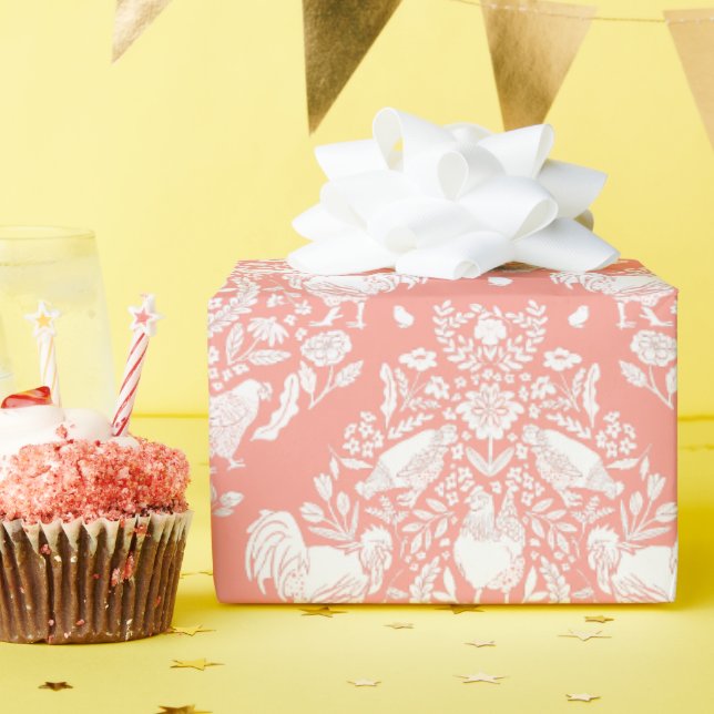 Papel De Regalo Chicken Damask (Fiesta de cumpleaños )