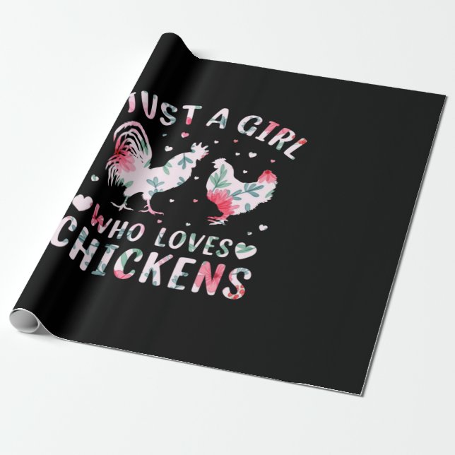 Papel De Regalo Chicken Lover | Chica que ama a las gallinas (Desenrollado)