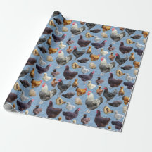Chickens Blue Burlap
