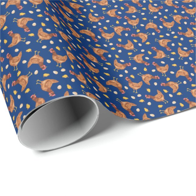 Papel De Regalo Chickens, Chicks, and Eggs Wrapping Paper (Esquina del rollo)