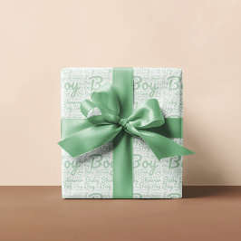 Papel De Regalo Chico Baby Shower Tipografía Escritura Verde de Mo