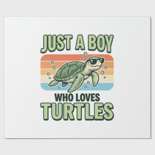 Papel De Regalo Chico Que Ama Tortugas Diseño de Grabado Vintage_1