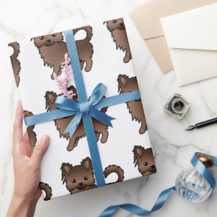 Papel De Regalo Chihuahua de chocolate largo y lindo patrón de per