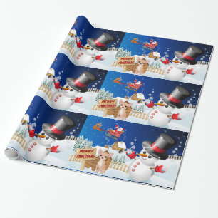 Papel De Regalo Chihuahua de las Felices Navidad con escarchado