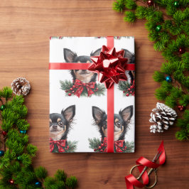 Papel De Regalo Chihuahua lindo con lazo de Navidad