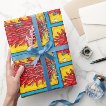 Chile Pepper Ristra Lizard Turquoise Gift Wrap