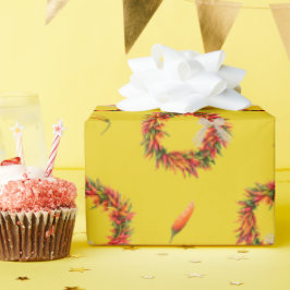 Papel De Regalo Chile Ristra Wreaths and Peppers All-Over Pattern 