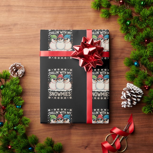 Papel De Regalo Chillin con mis Navidades de Snowmies navideños fe (Regalo de vacaciones)