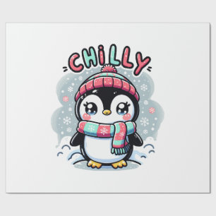 Papel De Regalo Chilly Penguin Snowy Scarf Hug