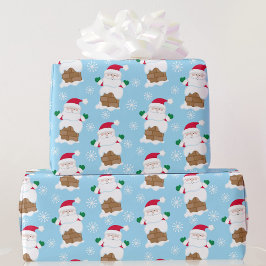 Papel De Regalo Chimenea de Santa Claus sobre regalo de Navidades 