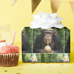 Papel De Regalo Chimpanzee llevando un pastel de cumpleaños
