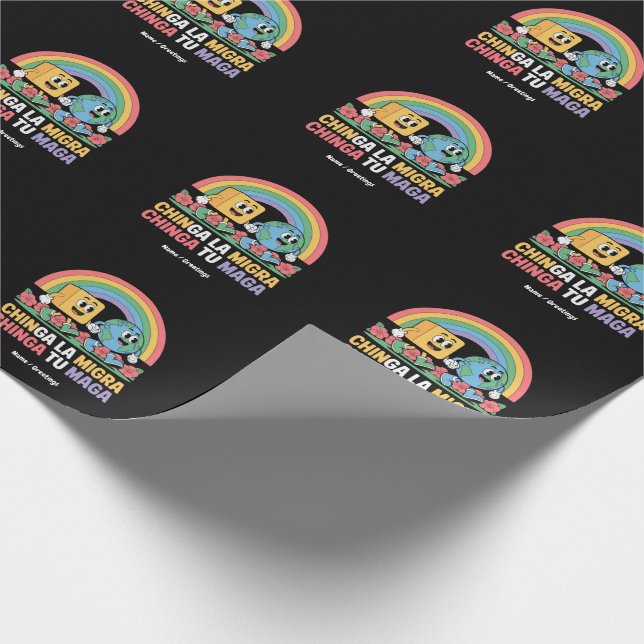 Papel De Regalo Chinga La Migra Chinga Tu Maga Gracioso Arcoiris (Esquina)