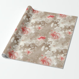 Papel De Regalo Chinoiserie asiática florida rosa blanco inmaculad