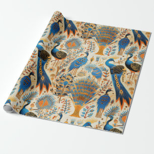 Papel De Regalo Chinoiserie Aves Exóticas Patrón Botánico (8)