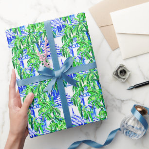 Papel De Regalo Chinoiserie Blue Pagodas