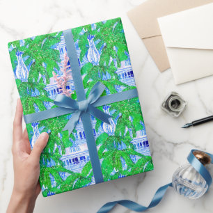 Papel De Regalo Chinoiserie Blue Pagodas